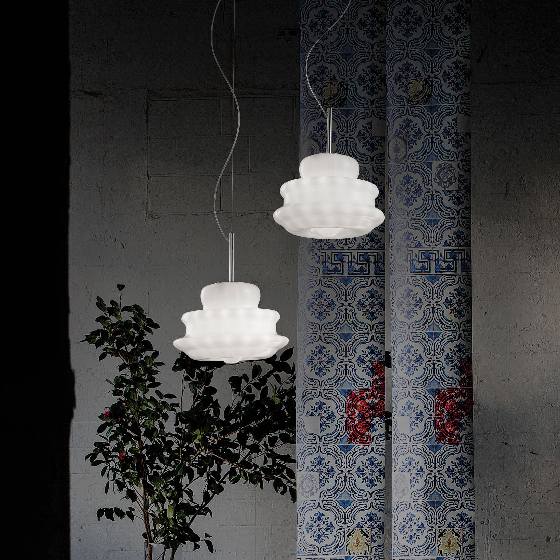 Novecento glass pendant lamp by Vistosi Murano